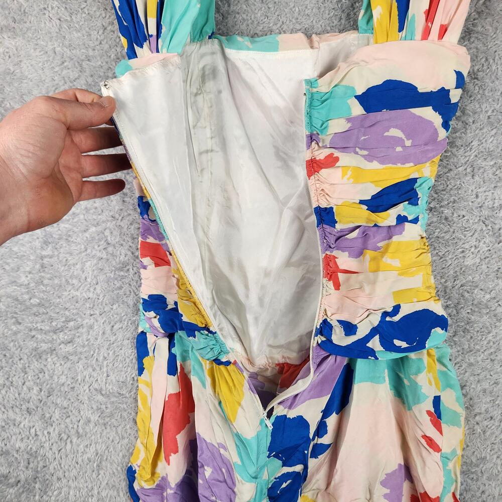 Vintage Silks St Gillian Dress Womens 6 Multicolor Silk Ruched Sheath 80s Art - Picture 11 of 16